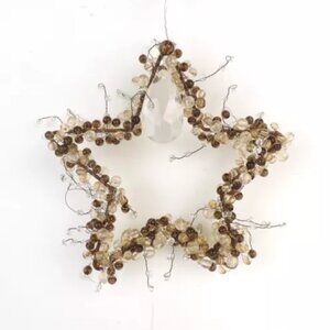 NEW Fancy Copper White Beaded Metal Star Holiday Large Christmas Tree Ornament